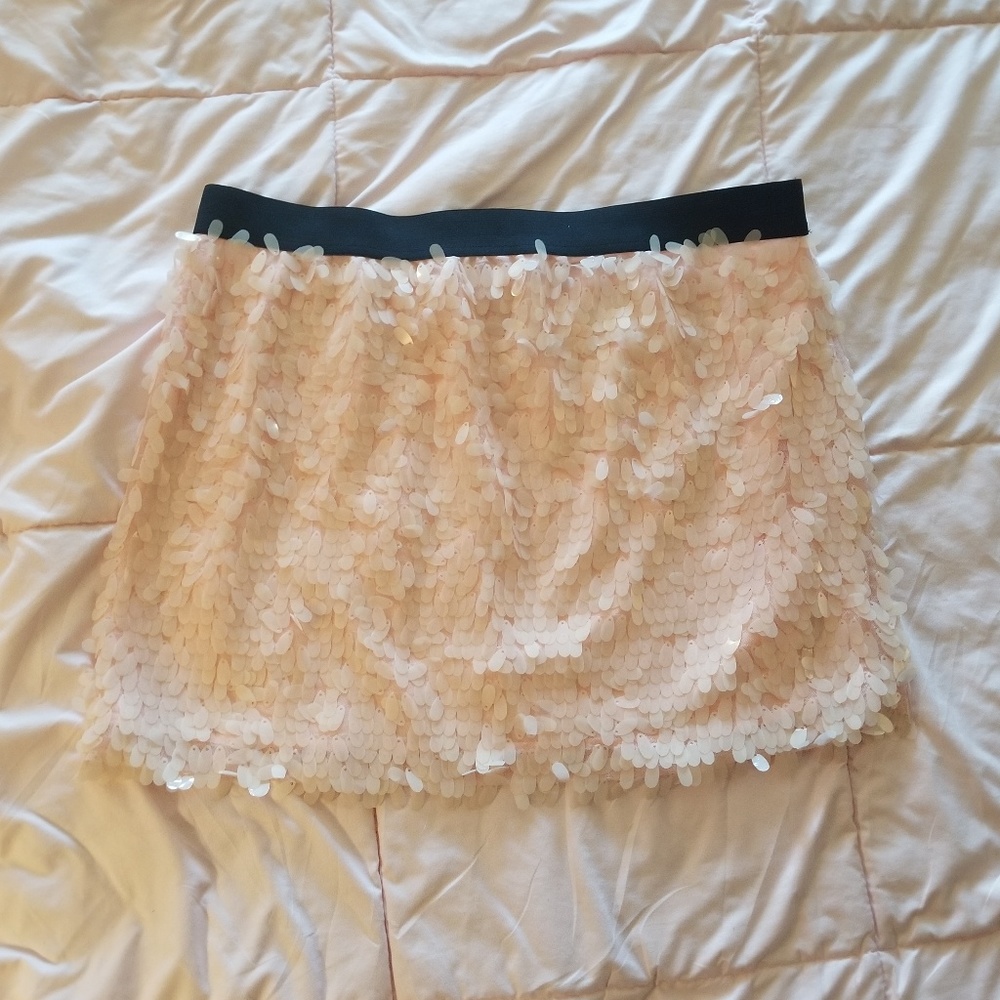 Blush Pink Sequin Mini Skirt